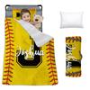 Custom Toddler Nap Mat for Preschool, Personalized Name Slumber Bags with Baseball Designs for Kids Daycare, Roll Up Sleeping Mats with Flannel Blanket & Removable Pillow for Boys Girls Color01 view 1