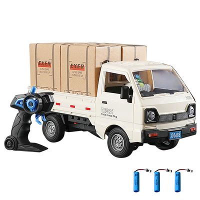 Dodoore Remote Control Car RC Kei Truck,1:16 Scale RC Transporter Pickup Truck, 2.4GHz All Terrain RC Transport Cars with Spray & Light, 3 Batteries (White)