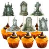 Ephlyn 36Pcs Halloween Cupcake Toppers Tombstones Graveyard Cake Decorations for Halloween Party Kids Babyshower Birthday Party Decoration Supplies view 1