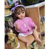55cm Reborn Baby Doll Full Body Silicone Lifelike Princess Girl Toddler with Long Brown Curly Hair Newborn Doll Birthday Xmas Gift view 1