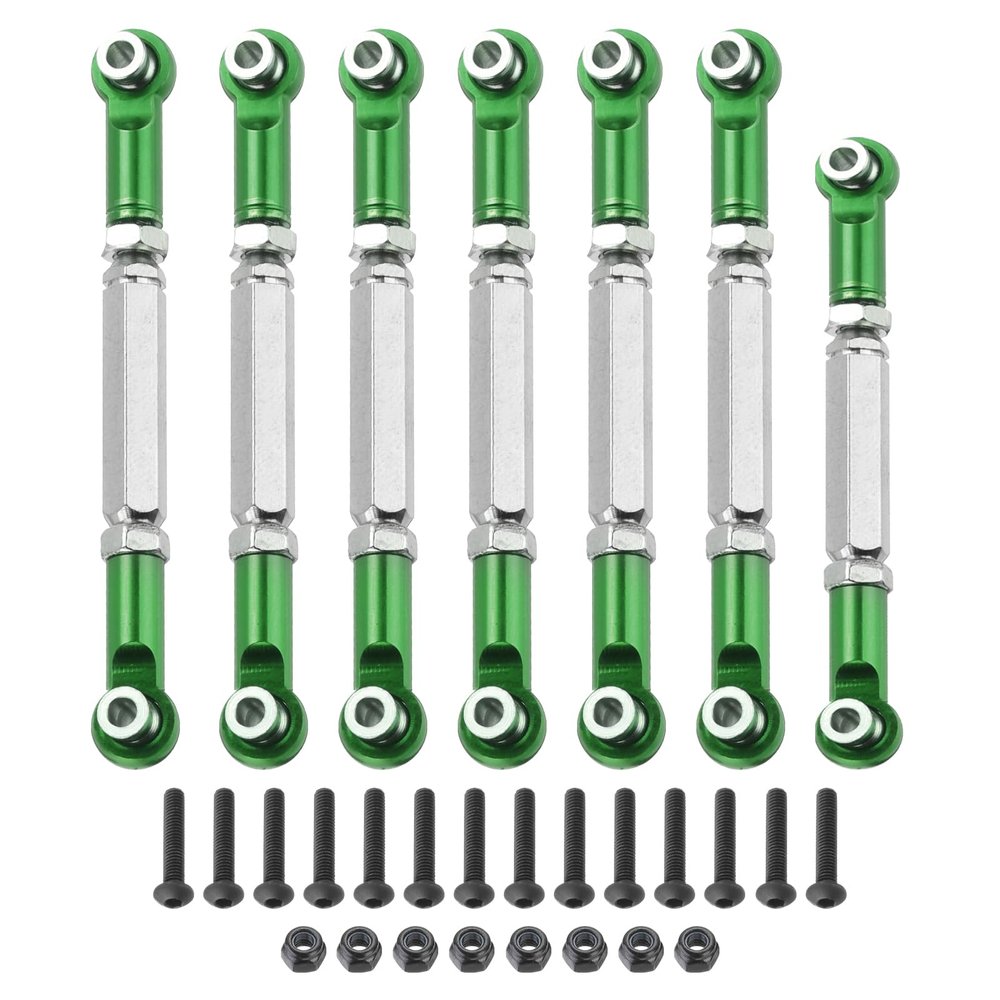MECCANIXITY Adjustable Turnbuckles Camber Link Linkages Aluminum Alloy RC Car Steering Pull Rod Servo Linkages Tie Rod for 2WD 1/10 RC Car CrawlerGreen