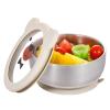MR. CHOU Baby Bowls with Non-Slip Silicone Suction Cup, Insulated Double-Layer 18/8 Stainless Steel Toddler Bowls with BPA Free Airtight Lids, Food-Grade Silicone Safe for Kids (Beige) view 1