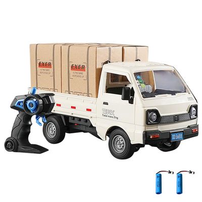 Dodoore Remote Control Car RC Kei Truck,1:16 Scale RC Transporter Pickup Truck, 2.4GHz All Terrain RC Transport Cars with Spray & Light, 2 Batteries (White)