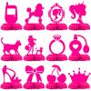 12 Pack Pink Girl Table Centerpieces  Fashion Silhouette Honeycomb Decorations with Crown, High Heel, Ring, Perfume  Glam Birthday Party Supplies for Girls view 1