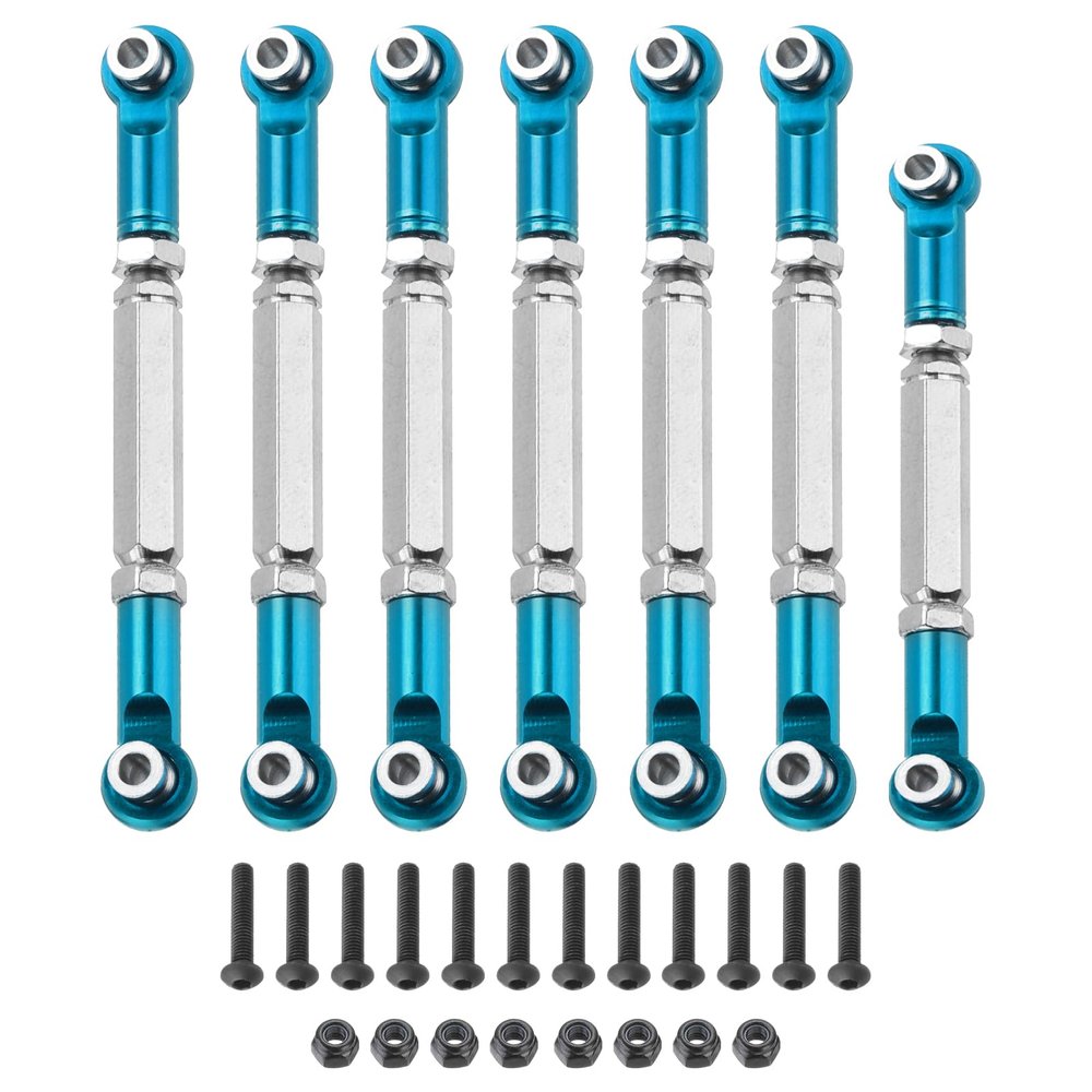 MECCANIXITY Adjustable Turnbuckles Camber Link Linkages Aluminum Alloy RC Car Steering Pull Rod Servo Linkages Tie Rod for 2WD 1/10 RC Car CrawlerBlue