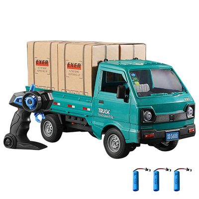 Dodoore Remote Control Car RC Kei Truck,1:16 Scale RC Transporter Pickup Truck, 2.4GHz All Terrain RC Transport Cars with Spray & Light, 3 Batteries (Green)