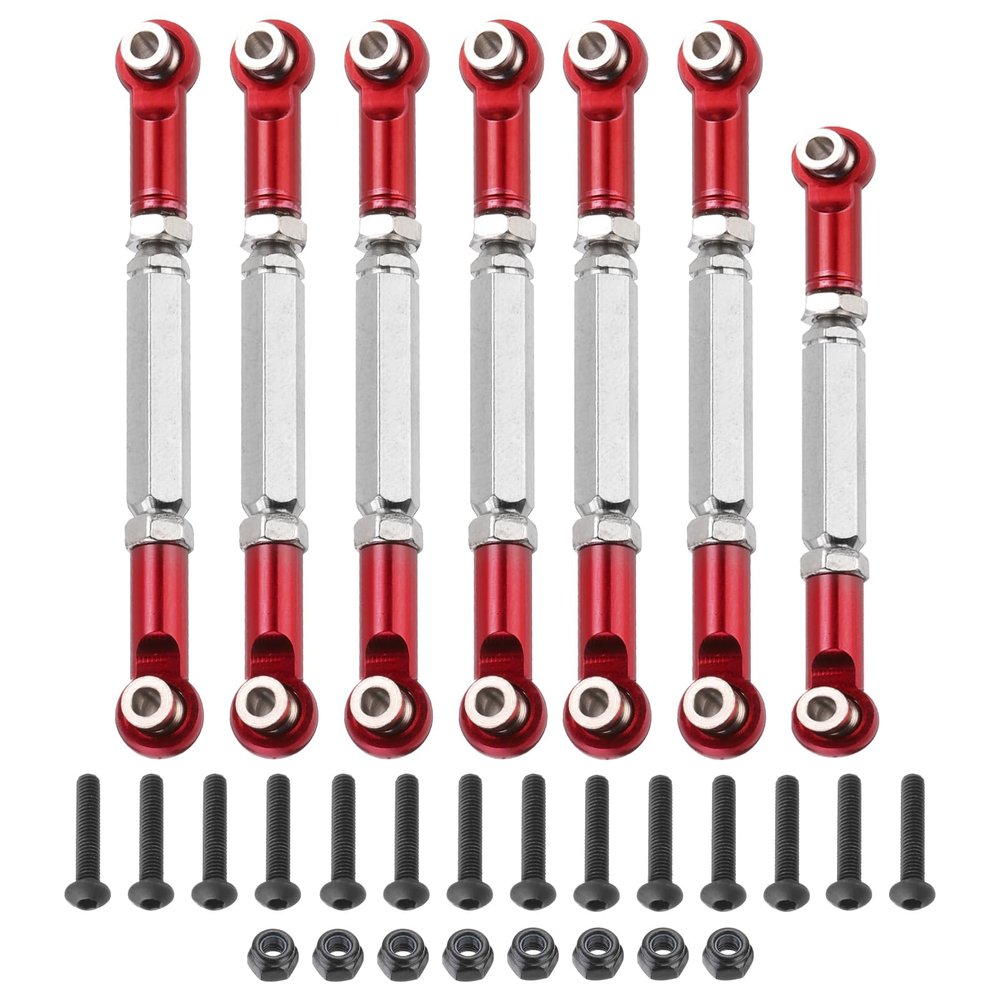 MECCANIXITY Adjustable Turnbuckles Camber Link Linkages Aluminum Alloy RC Car Steering Pull Rod Servo Linkages Tie Rod for 2WD 1/10 RC Car CrawlerRed