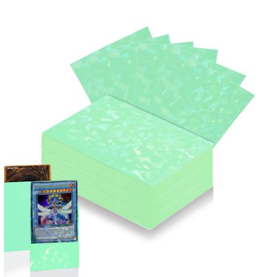 100 Count Mint Green Card Sleeve for Trading Cards, Perfect Fit Shiny MTG Card Sleeves, Holographic Card Sleeves Fit for Magic, Photocard, TCG, Baseball/Sports Cards, Game Card 66 * 91 mm