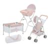 Olivia's Little World Polka Dot Princess Baby Doll 3pc Nursery Set - Crib, High Chair & Stroller, Pink & Gray view 1