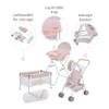 Olivia's Little World Polka Dot Princess Baby Doll 3pc Nursery Set - Crib, High Chair & Stroller, Pink & Gray view 3