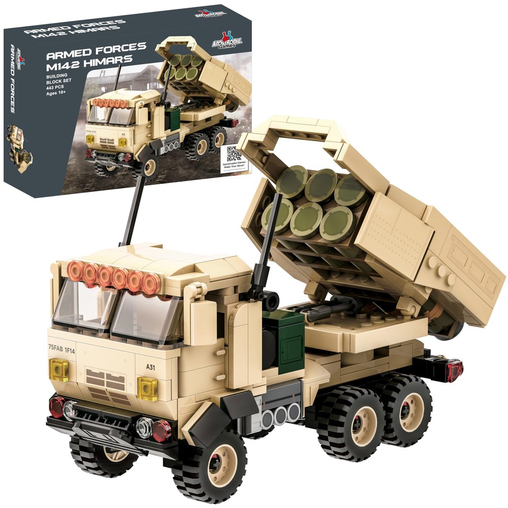 Apostrophe Games M142 HIMARS Building Block Set - 443 Pcs - Armed Forces, Military Building Toy Set - Toy for Kids 10 to Adult - High Mobility Artillery Rocket System