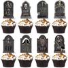 16Pcs Tombstone Cupcake Toppers - Graveyard Cake Decorations for Halloween & Birthday Parties view 1