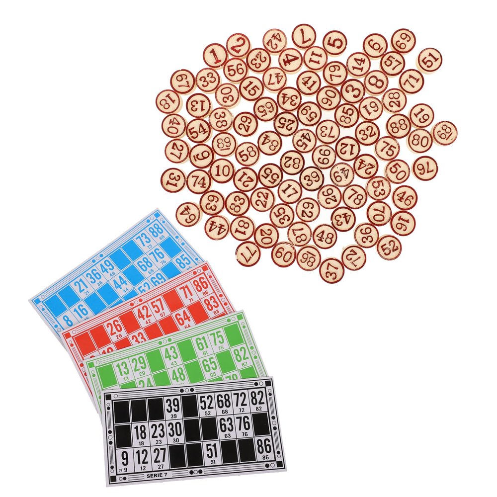 Alasum 1set Interactive Bingo Game Wooden Bingo Number Cards Chess Game Props for Family Parties for Fun Gatherings and Events