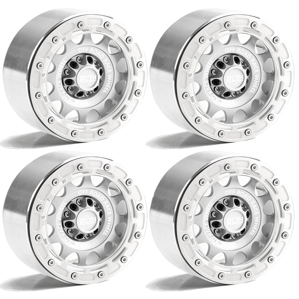 2.6 Beadlock Wheel Rims 4pcs for Scale RC Off Road Race, Use for OD 135mm Tires, Stamped Steel Wheel with 17mm/12mm Hexes Compatible with MJX H8H MK07 KM4 4082/83 1/7 1/8 1/10 Off Road Crawler Car