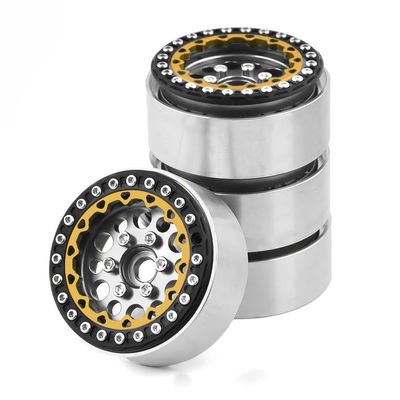 4PCS Metal 1.9'' Beadlock Wheel Rim Hub RC Spare Parts Universal Fit for AXIAL SCX10 TRAXXAS TRX4 1/10 RC Crawler Car, Gold-Silver