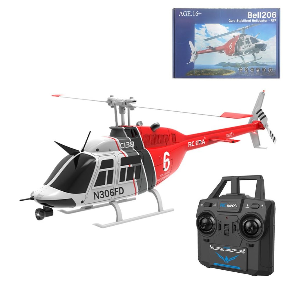 C138 RC Helicopter for Adults, 2.4G 1/30 6CH RC Military Helicopter with 6-axis Gyro 6G/3D Flips & One Key Take Off/Landing Remote Control Airplane Toys for Adults Beginners - RTF Version (Red)
