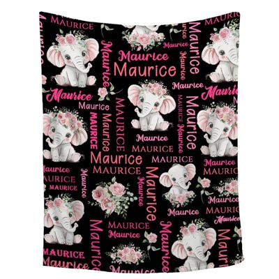 Personalized Elephant Baby Blanket, Custom Elephant Baby Blanket with Name for Girls Boys Kids, Registry Gifts- Soft Cozy Infant Toddler Newborn Blanket, Best Chirstmas Birthday Gift 50''x 60'' (Teen)
