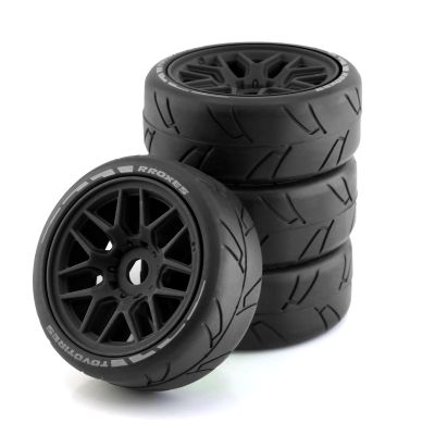 4PCS Rubber Tire Wheel OD 103mm RC Parts for 1/8 WRC Rally FS KM Citroen C3 Infraction RC Car, Type-A Black