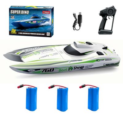 TX768 RC Jet Boat, 30km/h High Speed Jet Boat Brushless Catamaran with 33S LiPo Batteries Water Cooled Engine, 40cm ABS Hull, Long Range RC for Lakes, Rivers & Pools, Brushless RC For Adults