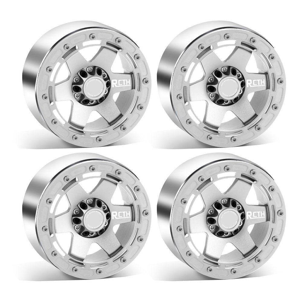 2.6 Beadlock Wheel Rims 4pcs for Scale RC Off Road Race, Use for OD 135mm Tires, Stamped Steel Wheel with 17mm/12mm Hexes Compatible with MJX H8H MK07 KM4 4082/83 1/7 1/8 1/10 Off Road Crawler Car