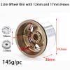 2.6 Beadlock Wheel Rims 4pcs for Scale RC Off Road Race, Use for OD 135mm Tires, Stamped Steel Wheel with 17mm/12mm Hexes Compatible with MJX H8H MK07 KM4 4082/83 1/7 1/8 1/10 Off Road Crawler Car view 3
