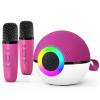 goopow Mini Karaoke Machine Speaker for Kids Adults, Portable Bluetooth Microphone Song Toys with LED Light, Best Chritmas Birthday Festival Gift for 3 4 5 6 7 8+ Year Old Girls Boys (Hotpink-2MIC)
