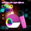 goopow Mini Karaoke Machine Speaker for Kids Adults, Portable Bluetooth Microphone Song Toys with LED Light, Best Chritmas Birthday Festival Gift for 3 4 5 6 7 8+ Year Old Girls Boys (Hotpink-2MIC) view 3