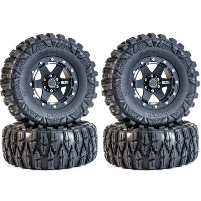2.6 Tires All Terrain Soft Rubber Crawler Car Tire & Rim for Off Road Race, OD 135mm Rubber Tire & Metal Rims with 17mm/12mm Hexes for MJX H8H MK07 KM4 Traxxas TRX-4 TRX-6 Axial 1/7 1/8 1/10 Crawler