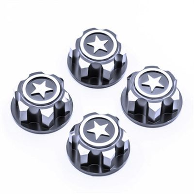 4PCS Aluminum Alloy 17MM Hex Wheel Nuts 1.25 Thread Dustproof Anti-Skid Non-Slip Nut for Traxxas X-Maxx Summit Buggy Truck RC Car, Titanium
