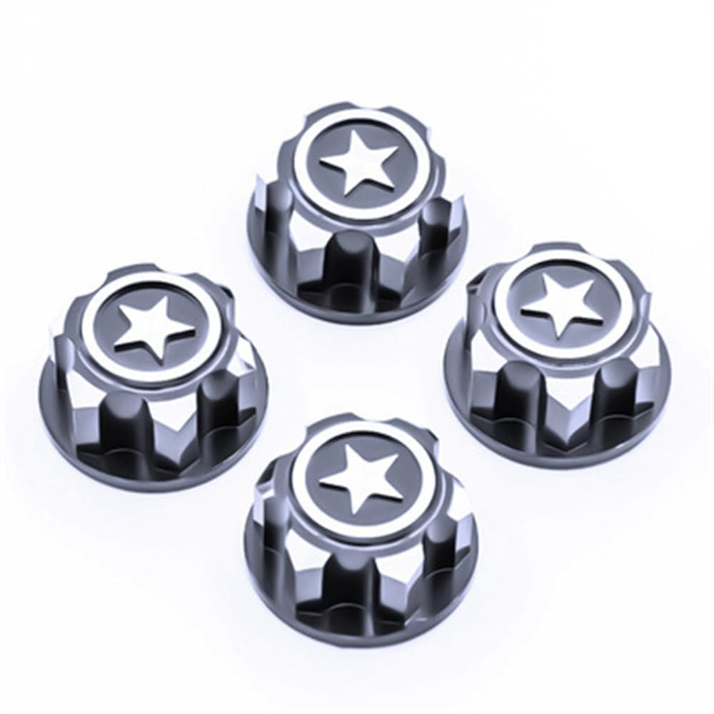 4PCS Aluminum Alloy 17MM Hex Wheel Nuts 1.25 Thread Dustproof Anti-Skid Non-Slip Nut for Traxxas X-Maxx Summit Buggy Truck RC Car, Titanium