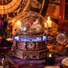 MU 3D Wooden Puzzles The Planisphere Rotating World Globes Decor Lighting Craft Work Metal Puzzle Models Kits Miniature Building, Music Box DIY Set Birthday New Year Gifts Home Desk Office Decoration view 4