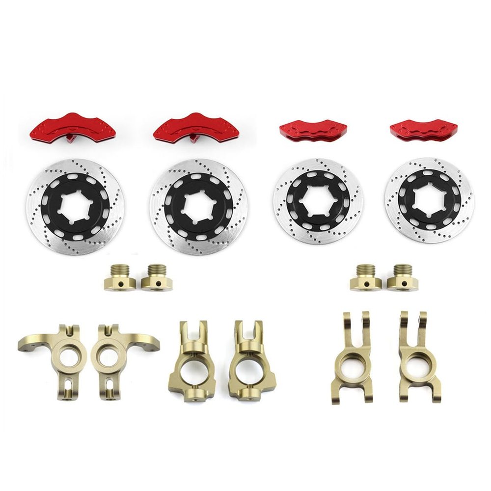 Metal Simulated Brake Disc Set RC Parts for KM 1/7 Rally Citroen E8414 E8415 RC Car, Red-Brown