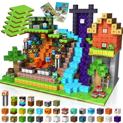 200PCS Magnetic Building Blocks with 6 Base Plate, Magnetic Blocks Cubes for Kids Ages 4-8, Stacking Magnet Blocks STEM Building Toys for Boys Girls Ages 3 4 5 6 7 8-12 Christmas Birthday Gifts