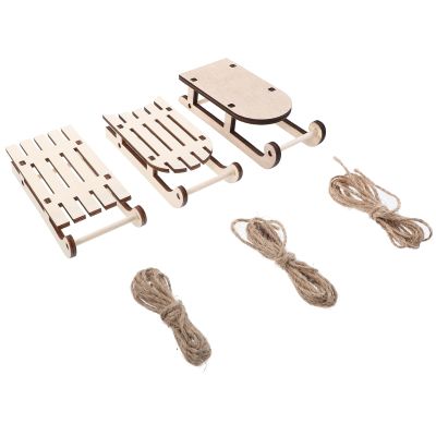 LIOOBO 12pcs Unfinished Wooden Sled Model Decoration for Home Decor DIY Craft Mini Sleigh Centerpiece for Christmas Table and Festive Projects