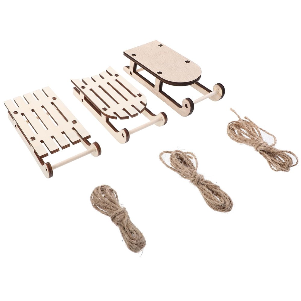 LIOOBO 12pcs Unfinished Wooden Sled Model Decoration for Home Decor DIY Craft Mini Sleigh Centerpiece for Christmas Table and Festive Projects