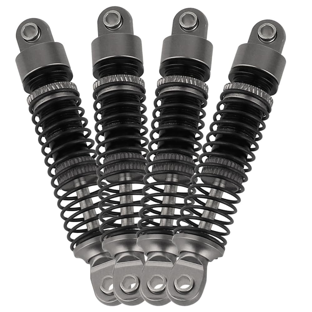 Pothyes 53mm 59mm 66mm 78mm Aluminum Long Threaded Shocks Absorbers Oil Damper for 1/18 RC Crawler TRX4M TRX-4M KUpgrade Parts (53mm-gray)