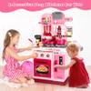 DRAMATION Kids Kitchen Playset, 27.1 Inches Play Kitchen with Sound and Light, Kitchen Set for Toddlers 1-3 3-5, Cooking Stove, Play Sink and Kitchen Accessories, Toy Kitchen (Pink) view 4