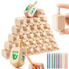 Blueweenly 24 Pcs Hanukkah Wooden Dreidels with 12 Colorful Markers, 3.5inch Blank Wooden Dreidels Hanukkah Unfinished Chanukah Dreidels for Hanukkah Party DIY Projects Crafts Family Fun Supplies view 1