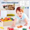 32 Pcs Wooden Play Food Sets for Kids Kitchen Accessories, Montessori Educational Toys Food, Pretend Play Food for Toddlers, Velcro Fruits and Vegetables Cutting Set for Kids Boys Girls view 4