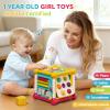 PANITU Baby Activity Cube, Cube Toys for Babies 6-12 Months, Toddler Music Busy Board with 4 Sensory Shape Blocks, 6-in-1 Educational Early Development Toy, Christmas, Birthday Gift for 1 Year Old view 2