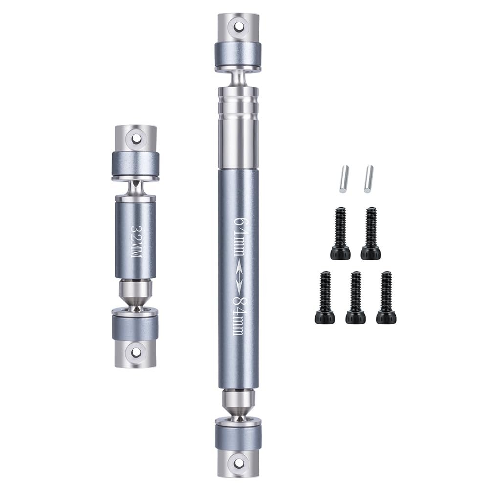 1/24th RC Steel Driveshaft CVD 32+64mm Transmission Shaft for Axial SCX24 Deadbolt AXI90081 AXI00004 4WD Crawler Car (Grey)
