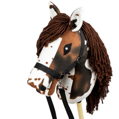 SKIPPI Hobby Horse - Brown Check, Large Horse with Halter & Reins