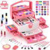 GirlsHome Kids Makeup Set for Girl 56 Pcs Washable Real Cosmetic, Non-Toxic Frozen Toys Toddler Makeup Kit, Frozen Princess Dress up Kit Christmas & Birthday Girl Gift for 3-12 (Frozen Pink) view 1