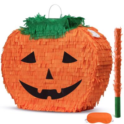 Pumpkin Piata Funny Piata with Blindfold and Bat for Halloween Party, Cinco De Mayo, Fiestas Decorations Party Favors
