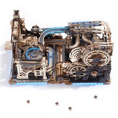 3D Puzzles for Adults - Marble Runs Building Set, Wooden Model Kits, Marble Spaceport+Marble Night City+Link Pack