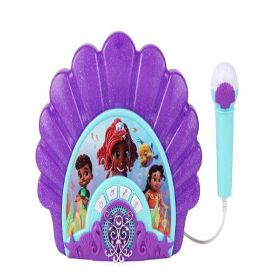 eKids Disney Junior Ariel Karaoke Microphone with Bluetooth Speaker for Fans of Disney Toys, Kids Karaoke Machine with Built in Music