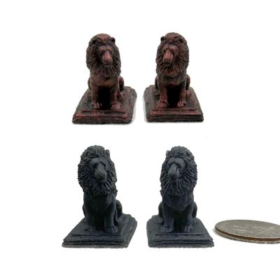 2 Pc Set Miniature 1/12 Scale Dollhouse Accessory Lion Bookends Unpainted DIY Resin Bookcase Decor by Little Things of Interest