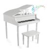 Kids Piano - 30 Key Mini Grand Piano with Music Stand, Bench, and Note Stickers - for Beginners - Instruments for Kids by Hey Play (White) view 1