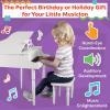 Kids Piano - 30 Key Mini Grand Piano with Music Stand, Bench, and Note Stickers - for Beginners - Instruments for Kids by Hey Play (White) view 3