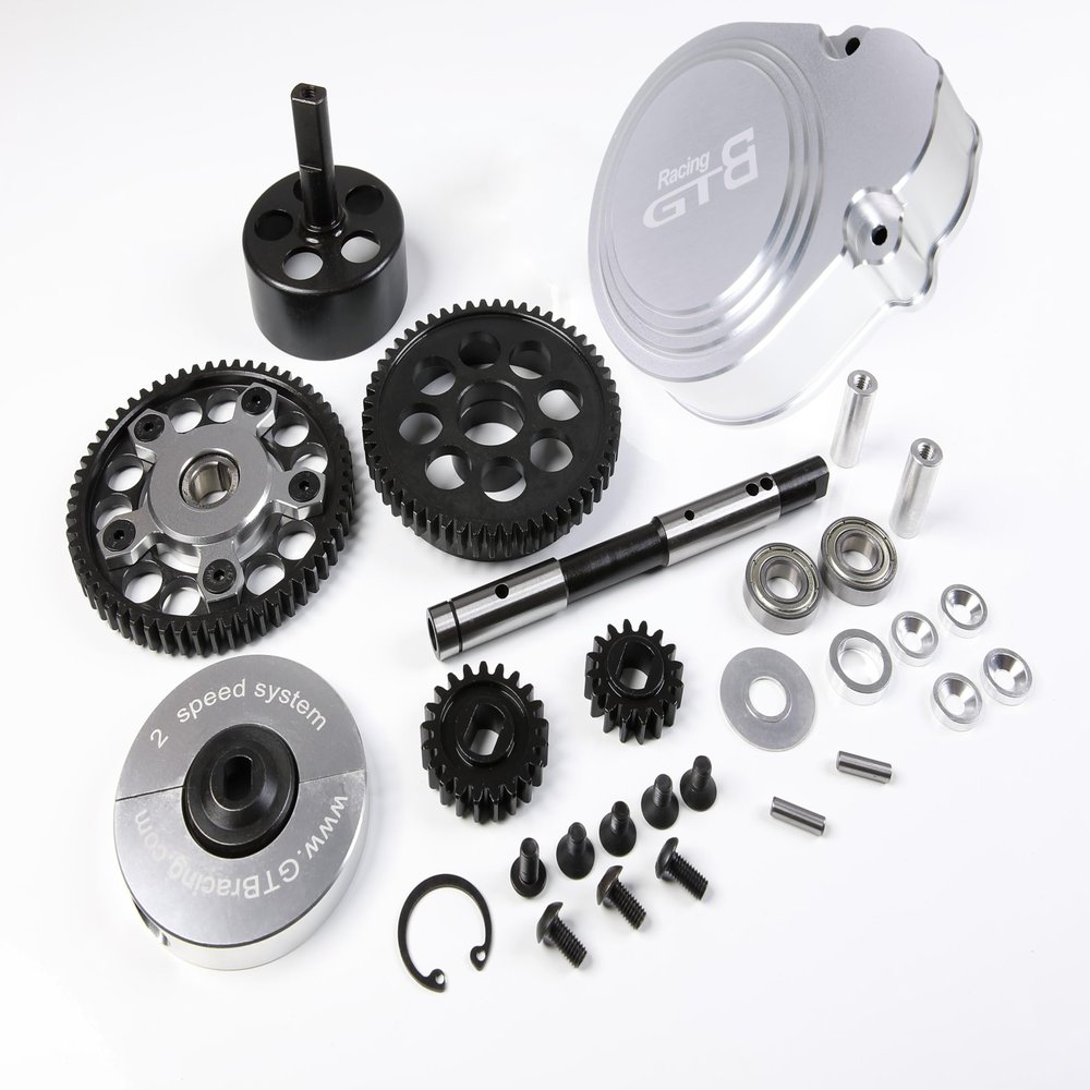 GTBRacing Metal 2 Speed Transmission System/Gear Cover Set for 1/5 RC Car HPI Baja 5B SS 5SC (with Silver Cover 2 Speed Kit)